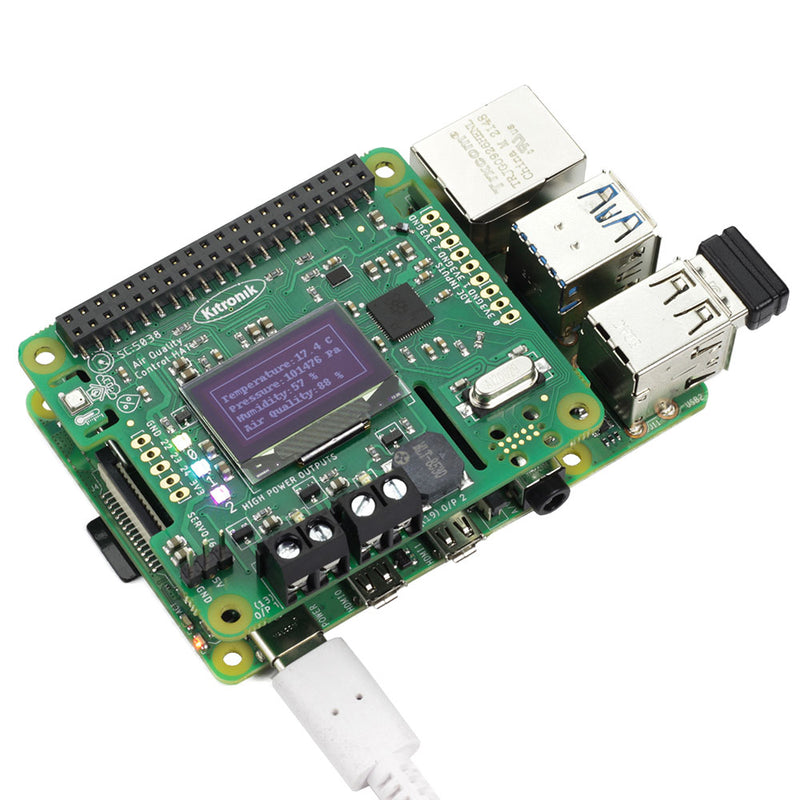 Kitronik Air Quality and Environmental Board for Raspberry Pi with a Pi