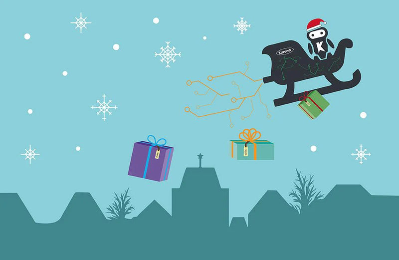 Christmas 2022 Shutdown, Ordering, and Delivery Information illustration of Santa delivering presents