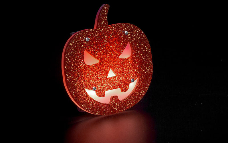 Laser Cut Glittered Acrylic ZIP Tile Halloween Pumpkin featured image