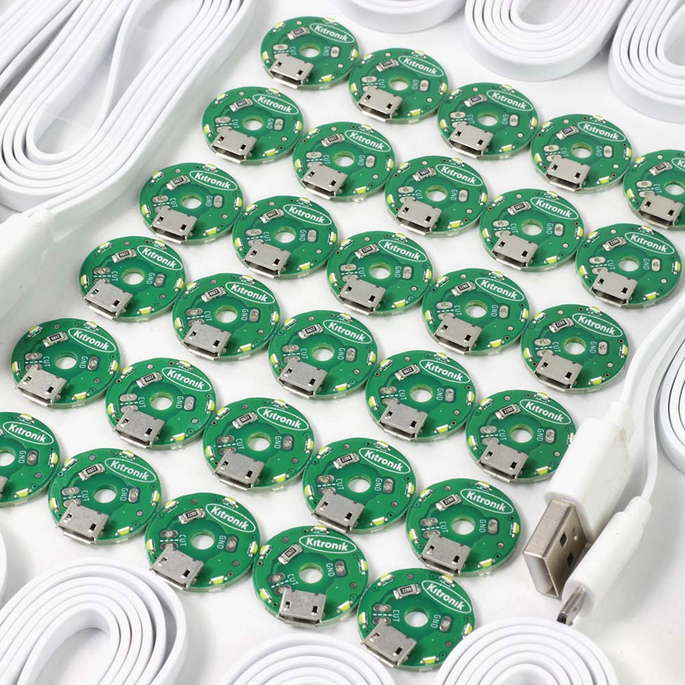 Round Side Illuminated LED Modules and USB Power Leads (30 Pack ...