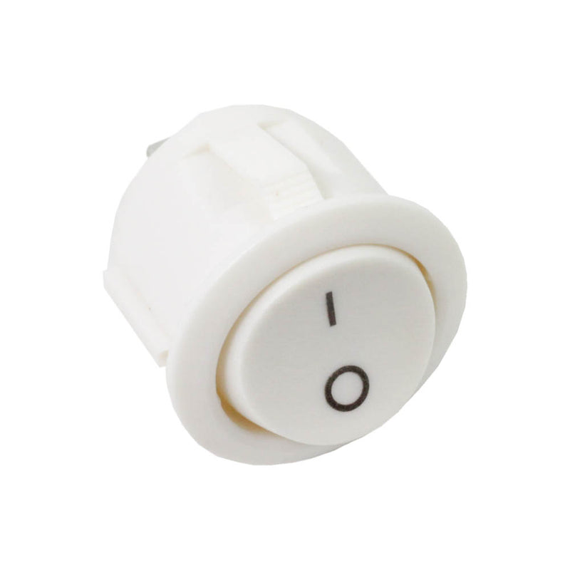 SPST White Round Rocker Switch, 10 pack