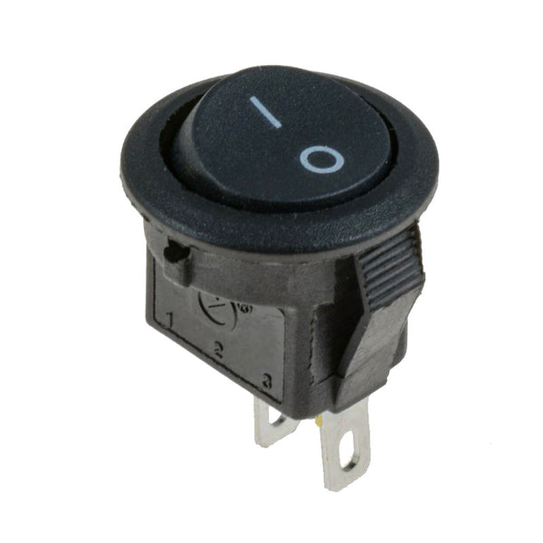 large miniature round black on off switch jst rocker spst snap in 10 pack