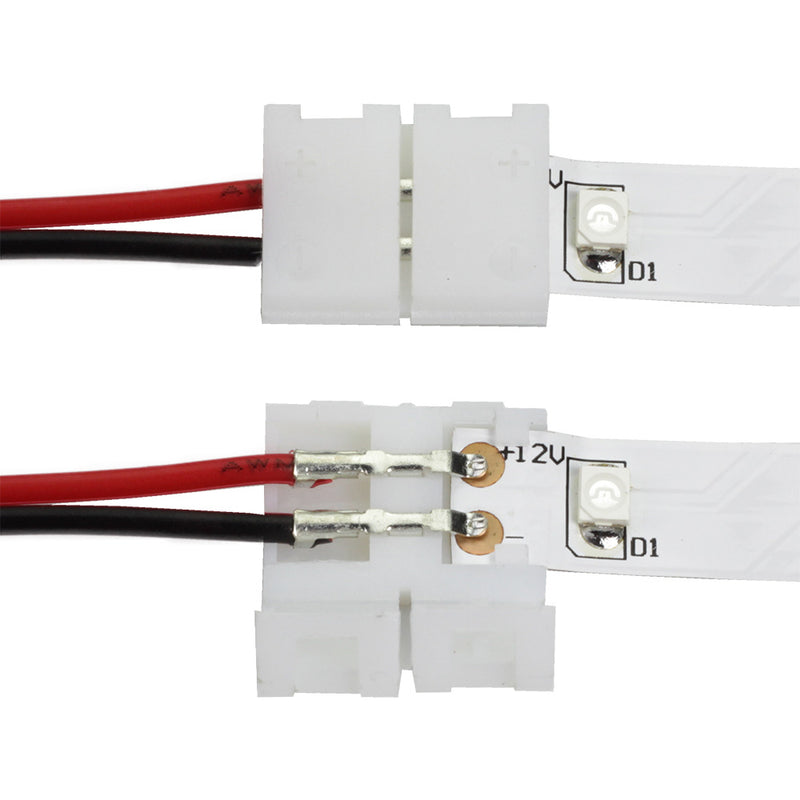 Connectors for 8mm width LED Strip showing how they are used