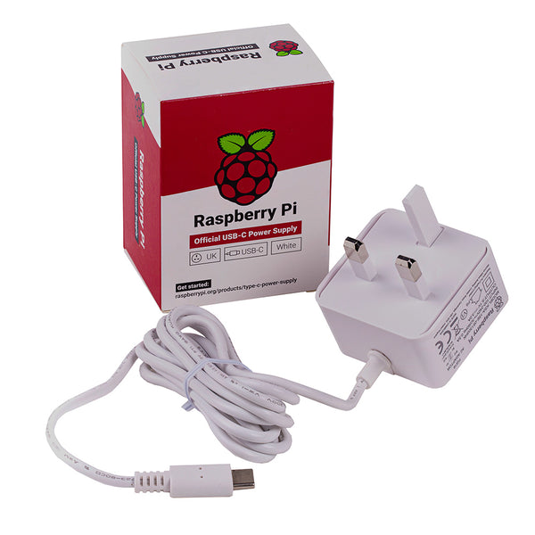 Products Official UK Raspberry Pi 4 15.3W USB-C Power Supply - White