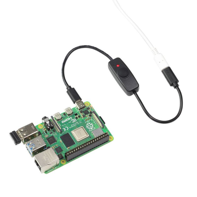 On/off switch adapter for Pi power supply (USB-C Female to Male)