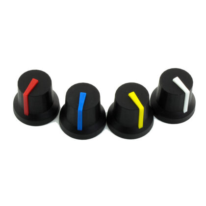 Black Potentiometer Knobs with Coloured Pointers
