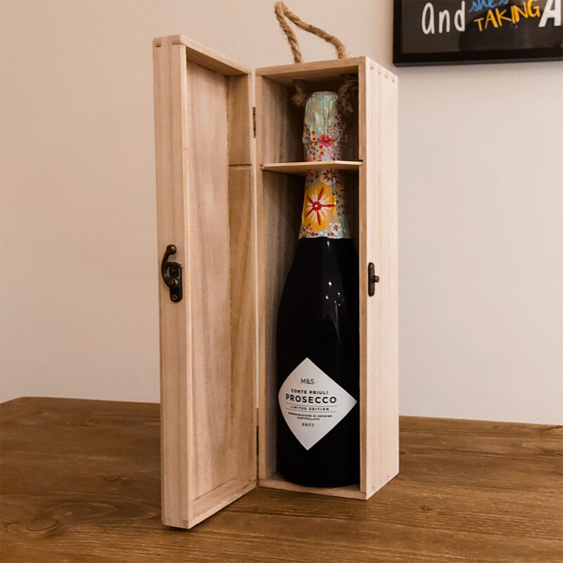 Wooden Wine Box, Paulownia Wood, 35cm x10cm x10cm - Image 5
