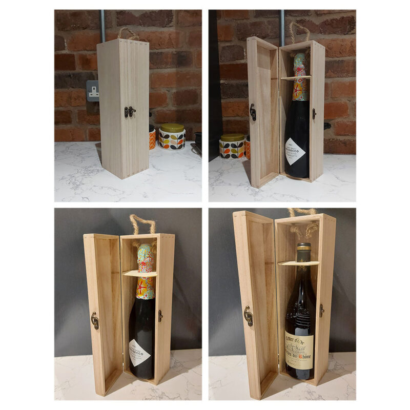 Wooden Wine Box, Paulownia Wood, 35cm x10cm x10cm - Image 6