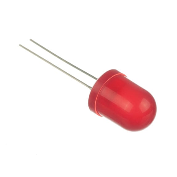 Red 10mm Diffused LED - 50 to 60 degree - 350mCd - Kitronik