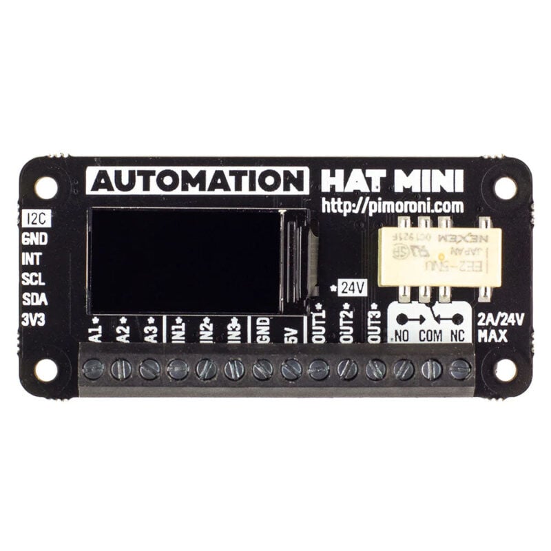 Pimoroni - Automation HAT Mini for Raspberry Pi front of the board