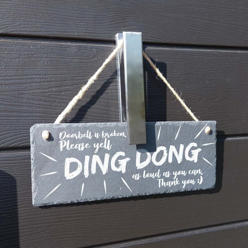 Rough Cut Laser Engraving Slate Signs - Horizontal in use example