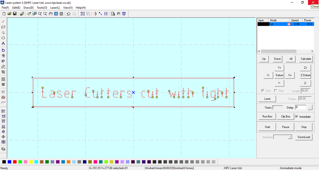 Import design into laser software