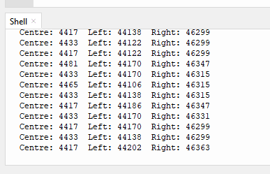 Line Following Sensor values in Thonny shell