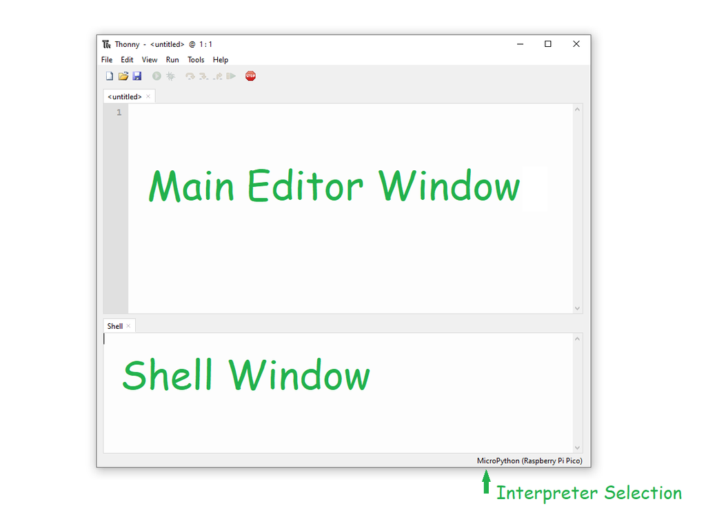 Annotated Thonny overview