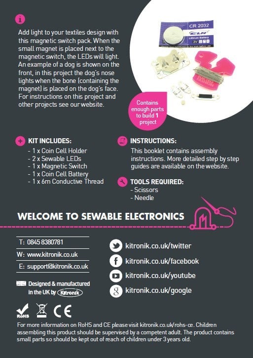 additional e textiles magnet activated kit back page