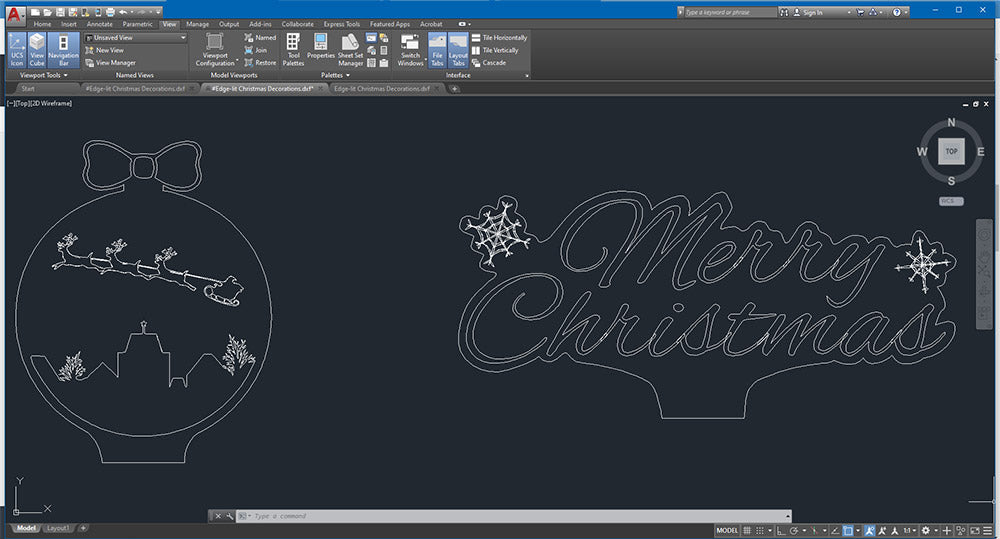 Laser Cut Edge Lit Signs For Christmas 2020 in Autocad