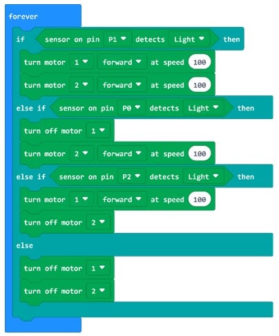 Clip Detector Simple Robotics - Light Following Code Additional Motor Control