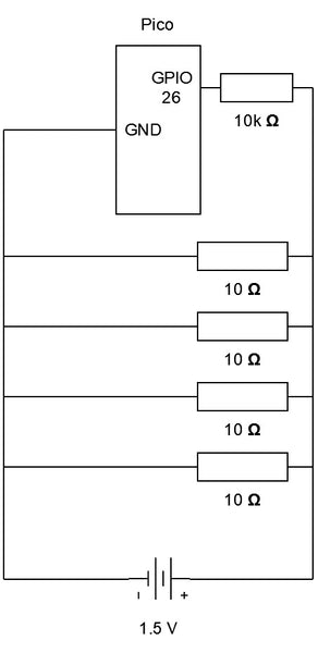 Raspberry Pi Pico Battery Voltmeter Circuit Diagram