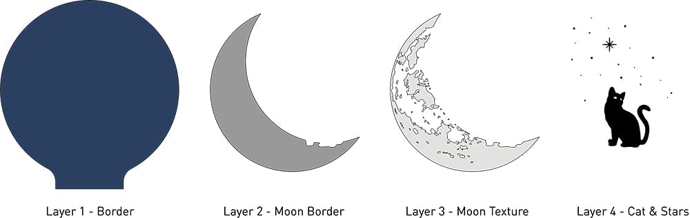 Cat On The Moon Value cheap Acrylic sheet Edge Lit Sign - Halloween 2021 design