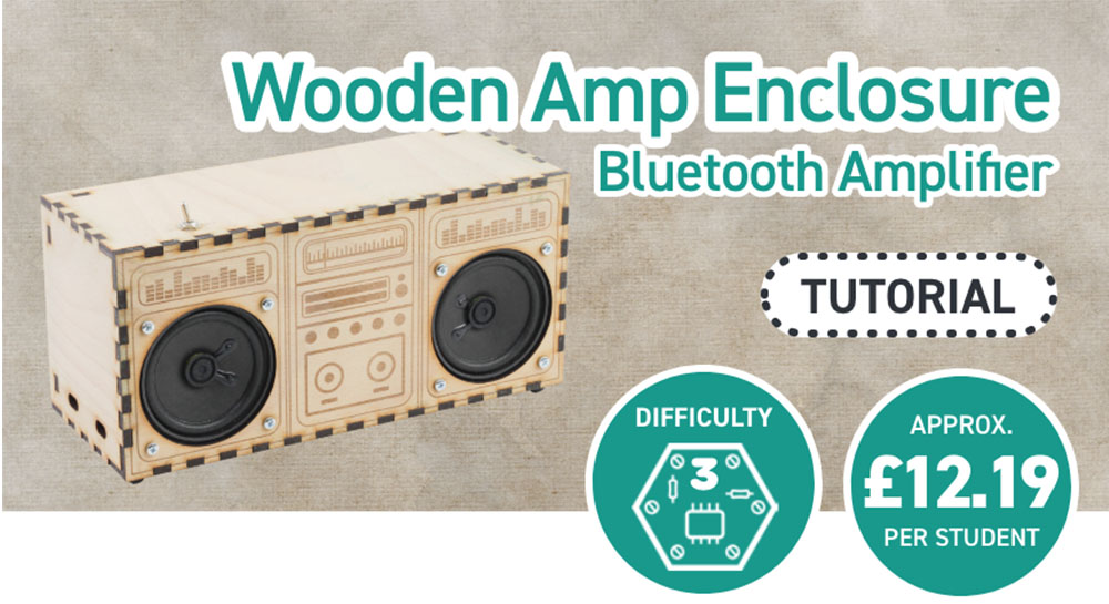 Kitronik Bluetooth Amplifier Kit Custom Wooden Enclosures