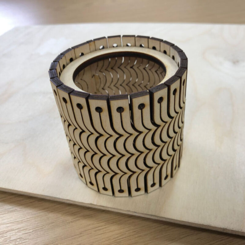 An example kerf cut project cut on the BGL350 50W 500mm x 300mm Bed Laser