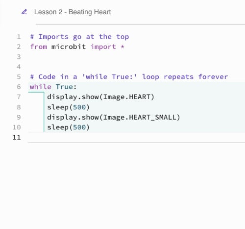 Left step image  micro:bit python editor