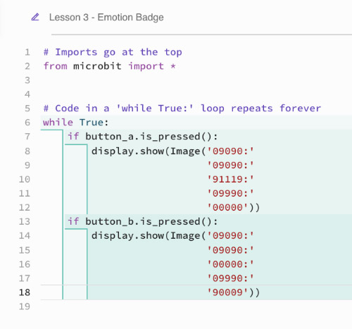 Left step image  micro:bit python editor