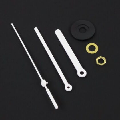 White Hands and Fixings for Quartz Clock Movement PARTS PIC